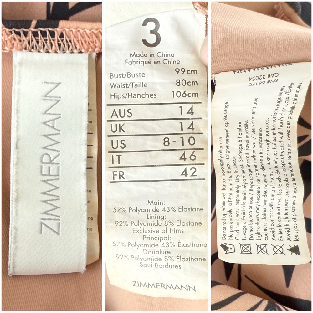 ZIMMERMANN BLUSH TAN BLACK SCULPT LINK RUCHED ZEBRA PRINT BANDEAU SWIMSUIT - Picture 7 of 10
